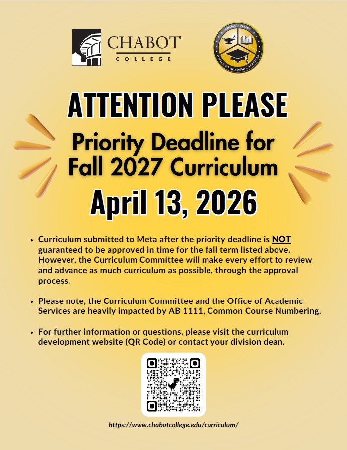 Curriculum Deadline Flyer for Fall 2027