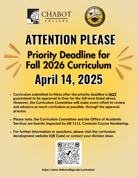 Curriculum Deadline Flyer for Fall 2026