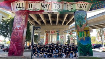 Group of students at the Chicano Park in San Diego, CA.